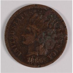 1866 INDIAN HEAD CENT, VG DETAILS CORRODED
