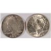 Image 1 : LOT OF (2) PEACE SILVER DOLLARS 1924 MS 62, 1924-S XF-AU