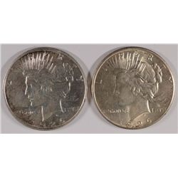 LOT OF (2) PEACE SILVER DOLLARS 1926 MS62, 1926-D AU55