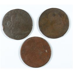 LOT OF 3 DRAPED BUST LARGE CENTS LOWER GRADE 1798, 1880/79, 1802