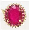 Image 1 : 14KT GOLD RUBY AND DIAMOND RING - SIZE 7