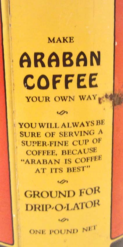 Vintage Araban Coffee Advertising Tin W Lid