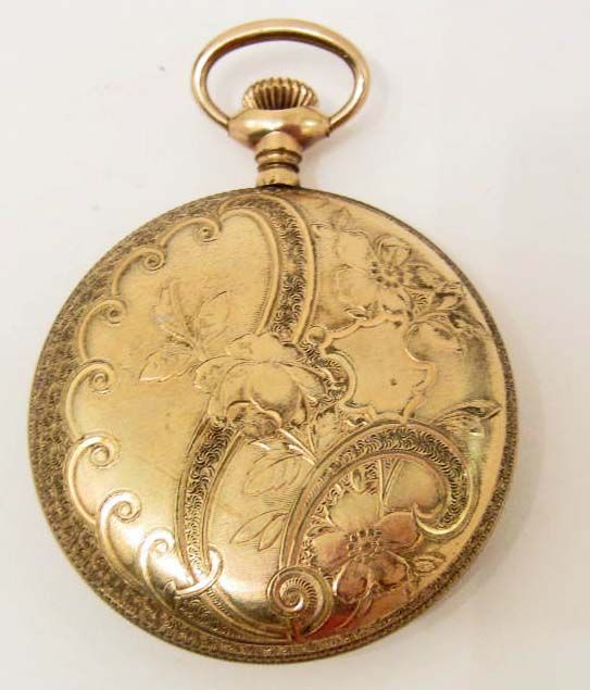 ANTIQUE WELLINGTON POCKET WATCH W/ ETCHED GOLD FILLED CASE