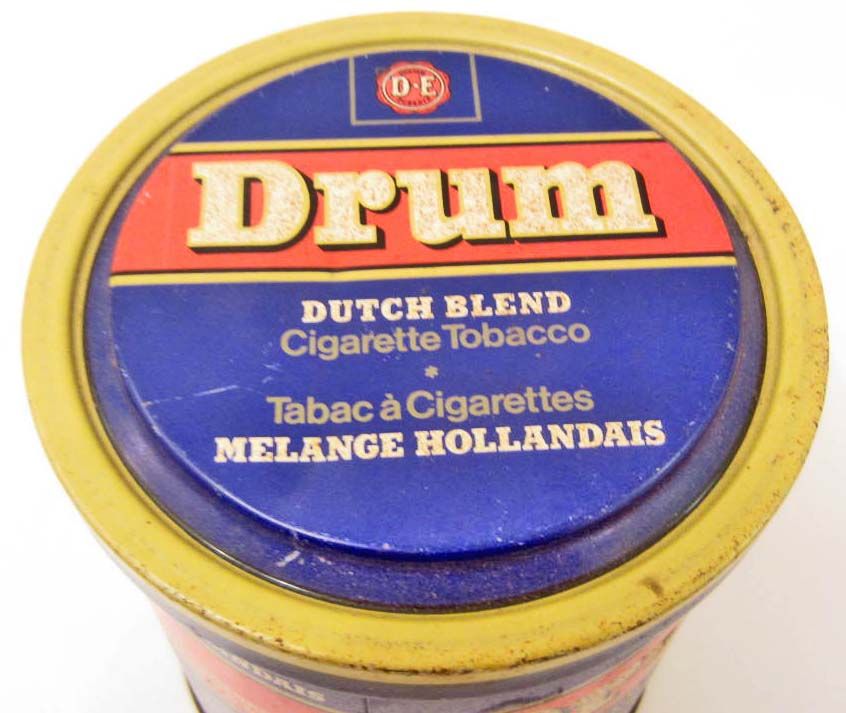 VINTAGE DRUM CIGARETTE TOBACCO ADVERTISING TIN