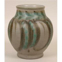 A Royal Lancastrian Baluster Vase, with trailing decoration, the base incised E.T.R and stamped N...
