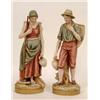 Image 1 : A Pair of Royal Dux Figures, of a lady and gentleman, carrying baskets, flagons and jugs, impress...