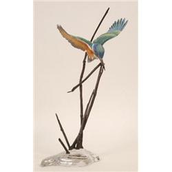 A Royal Doulton Limited Edition Kingfisher, on bronzed supports and crystal glass base, 44 cm  Se...