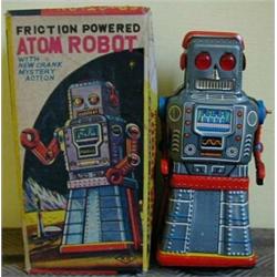 A Japanese Tinplate Atom Robot, (boxed)...