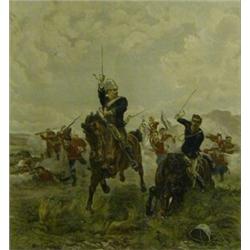 A Victorian Coloured Engraving, Floreat Etona (battle of Laing's Neck)  £40-60...