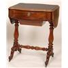 Image 1 : A Victorian Mahogany Work Table, the twin flap serpentine top above a frieze drawer and a work bo...