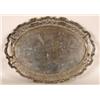Image 1 : An Oval Silver Two Handled Tea Tray, with a pierced and piecrust border, Sheffield 1908, 57 cm  £...