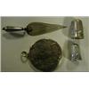 Image 1 : A Circular Silver Vesta, with engraved decoration, Chester 1904, a silver trowel bookmark and two...