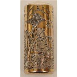 A Samson and Morden Silver Gilt Scent Bottle, engraved a child playing a horn, London 1883, 5.5 c...