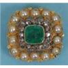 Image 1 : A Seed Pearl Diamond and Emerald Brooch, in a square yellow metal setting  £80-120...