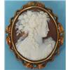 Image 1 : A Victorian Oval Cameo Brooch, carved a bust of a lady with flowers in her hair, in a yellow meta...