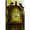 Image 1 : A Long case Clock, the 35 cm arched square brass dial with Arabic numerals, fitted a three train...