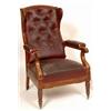 Image 1 : A William IV Adjustable Mahogany Library Armchair, with winged back, padded arms and upholstered...