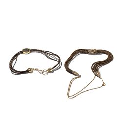 Two Biedermeier Woven Hair Chains, around 1870