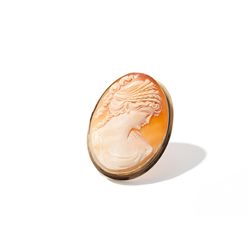 18 carat golden brooch with a fine cameo, around 1910