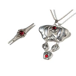 Skonvirke Pendant and Brooch in Silver, Denmark, around 1910