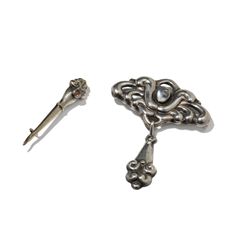 Skonvirke, Two Silver Brooches with Moonstone, Denmark c. 1920