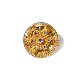 Golden Brooch / Pendant with Rose Cut Diamonds, c. 1970
