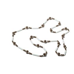 Statement Necklace of White and Bronze Coloured Beads, 1970
