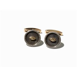 Jewelry Wilm, Pair of Cufflinks, 18 Carat Gold and Silver