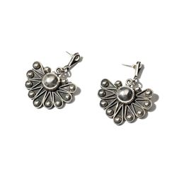 Sterling Silver Earrings in Mexican Folklore Style, 1980s