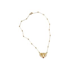 Fine 18 Carat Gold Necklace with Ruby and Brilliant, c. 1990