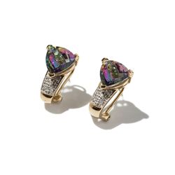 Pair of Ear Studs with Mystic Topaz and Diamonds, 1990s