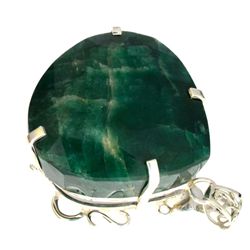 APP: 7k Designer Sebastian 423.63CT Pear Cut Green Beryl Emerald and Sterling Silver Pendant