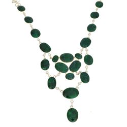 APP: 16.5k 269.74CT Oval Cut Green Sapphire and Sterling Silver Necklace