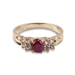 APP: 1.2k 14 kt. Gold, 1.20CT Ruby And White Sapphire Ring