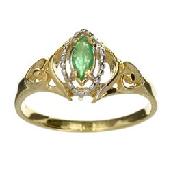 APP: 1.6k 14 kt. Yellow And White Gold, 0.25CT Marquise Cut Emerald Ring