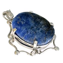 APP: 1k 55.41CT Oval Cut Extremely Rare Iolite And Sterling Silver Pendant