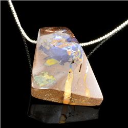 APP: 0.7k 9.65CT Natural Freeform Boulder Opal Pendant With Chain