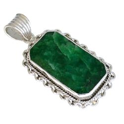 APP: 1.2k 59.16CT Emerald Cut Emerald And Sterling Silver Pendant