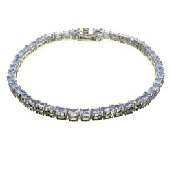 APP: 3.5k 5.45CT Oval Cut Tanzanite And Platinum Over Sterling Silver Bracelet