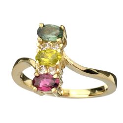 APP: 1.3k 14 kt. Gold, 0.80CT Oval Cut Corundum Ruby And Sapphire Ring