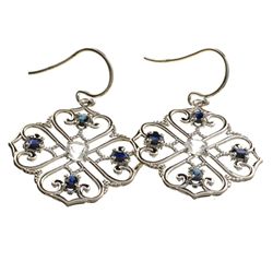 APP: 2k 0.75CT Blue Sapphire And Topaz Platinum Over Sterling Silver Earrings
