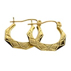 Exquisite 14 kt. Gold, Design Hoop Earrings
