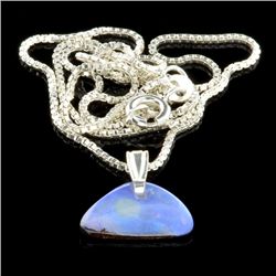 APP: 1.7k 0.53Gm Natural Freeform Boulder Opal And Sterling Silver Pendant With Chain