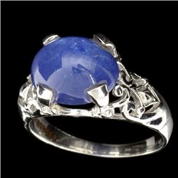 APP: 2k Designer Sebastian 7.80CT Oval Cut Cabochon Tanzanite and Sterling Silver Ring
