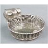 Image 1 : PLATED WARE - A novelty sweetmeat dish, well modelled as a chick perched on a wicker basket, Map...