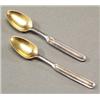 Image 1 : SILVER - An unusual small pair of Queen Anne marrow scoops, with spoon ends, gilt bowls, 3.5in,...