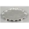 Image 1 : SILVER - A George III boldly scalloped oval teapot stand, on reeded feet, engraved initial withi...