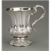 Image 1 : SILVER - A William IV christening mug, of fluted pedestal urn form, on cast spreading fluted foo...