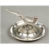 Image 1 : SILVER - A George V novelty ashtray, modelled with the figure of a pheasant standing centrally o...
