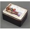 Image 1 : BIJOUTERIE - A tortoiseshell rectangular snuff box, the Meissen porcelain cover painted to the o...